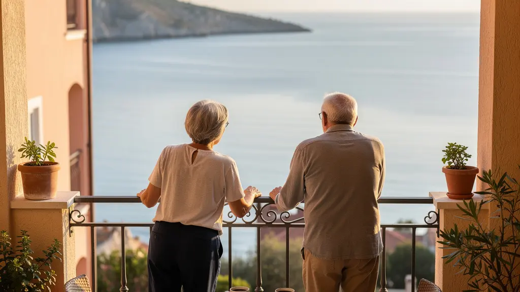 Couple admirant l'étang de Thau depuis une terrasse location vacances Balaruc-les-Bains